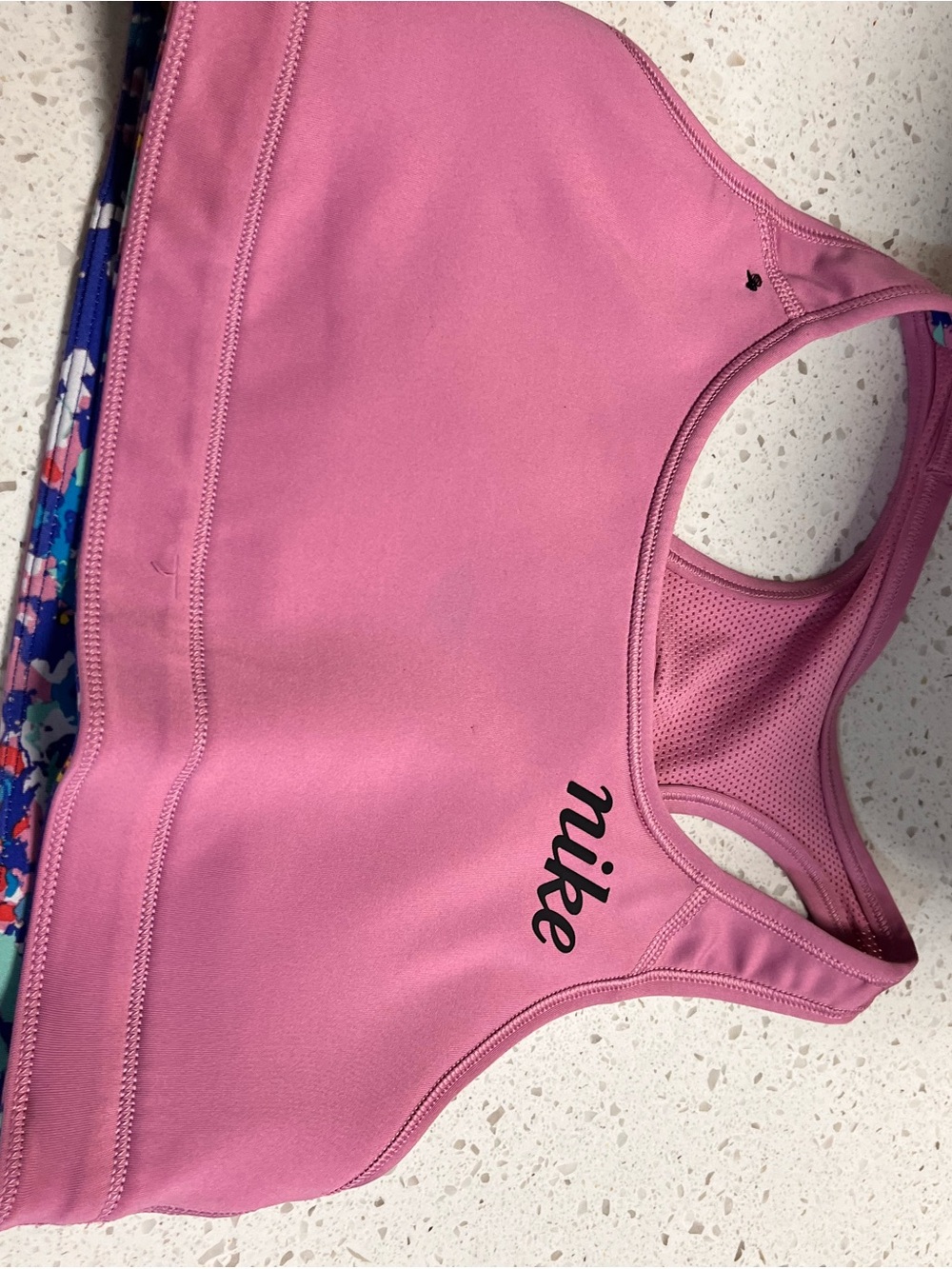 Nike Girls' Blue Multi Splash Racerback Swim Rashguard - Picture 3 of 7